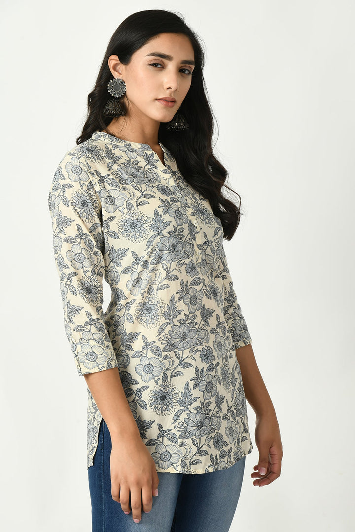 Cream Floral Printed Top