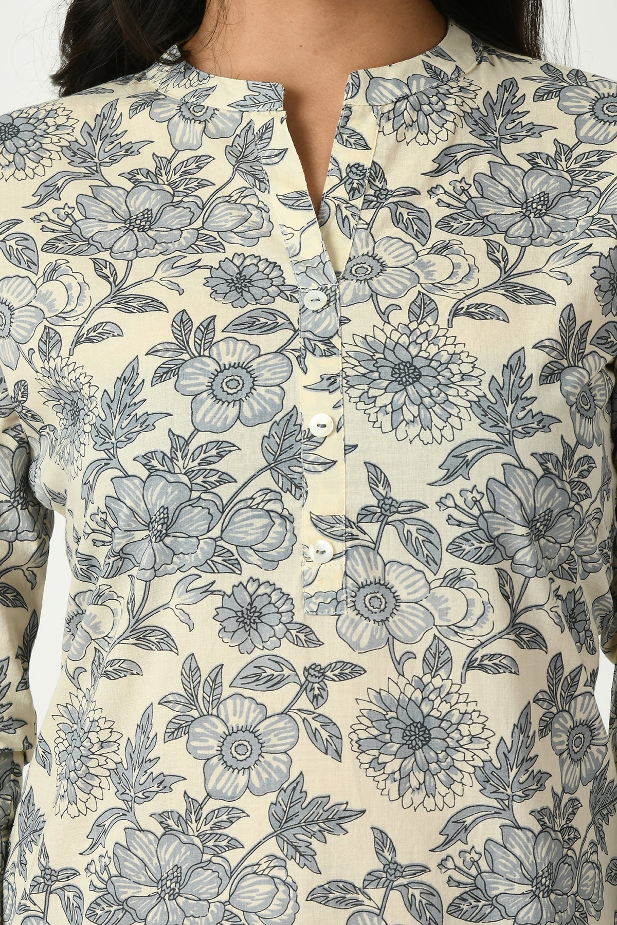 Cream Floral Printed Top