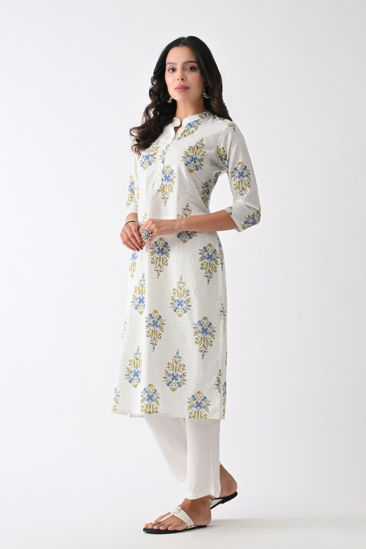 White Printed Kurta