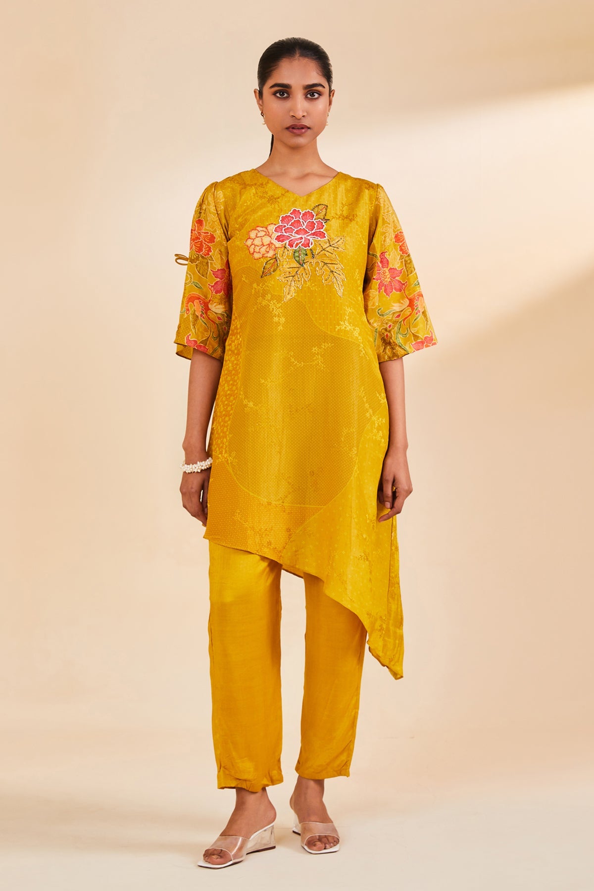 Mustard Printed Kurta Set