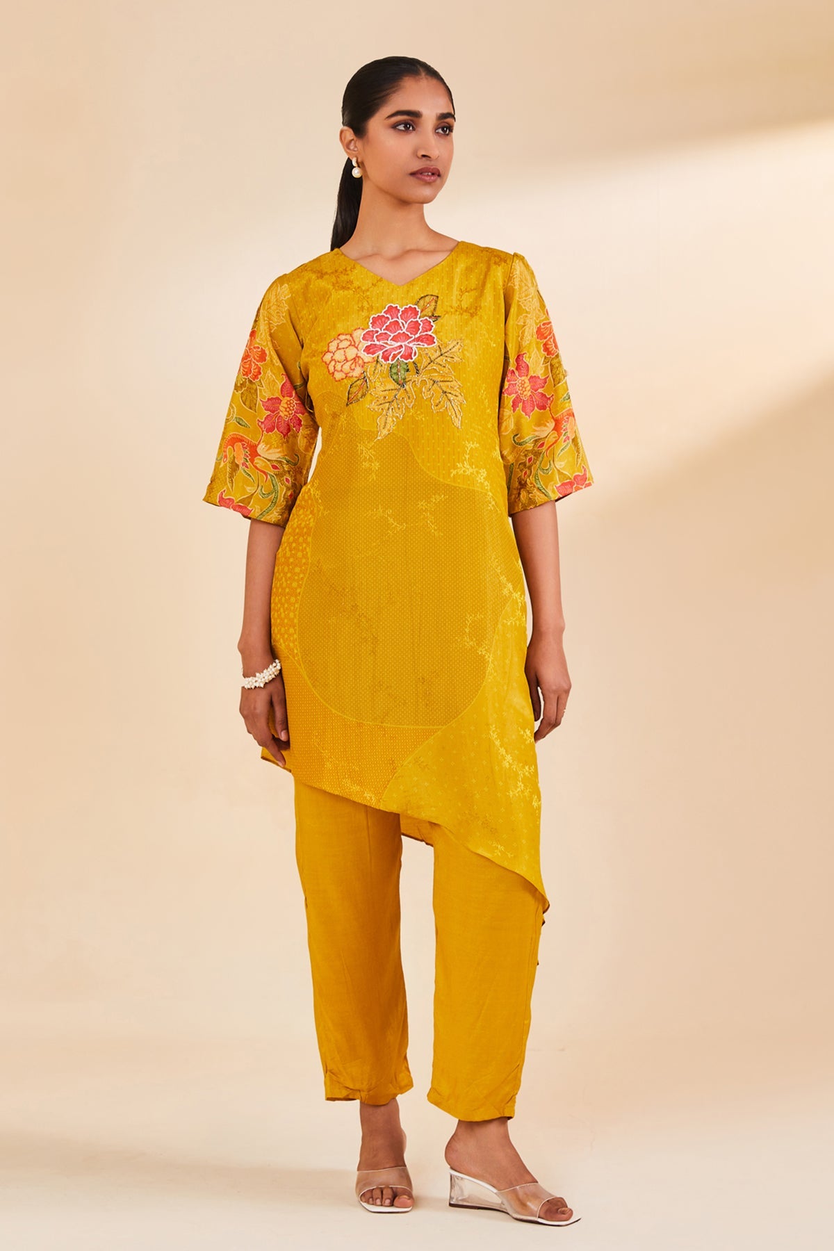 Mustard Printed Kurta Set