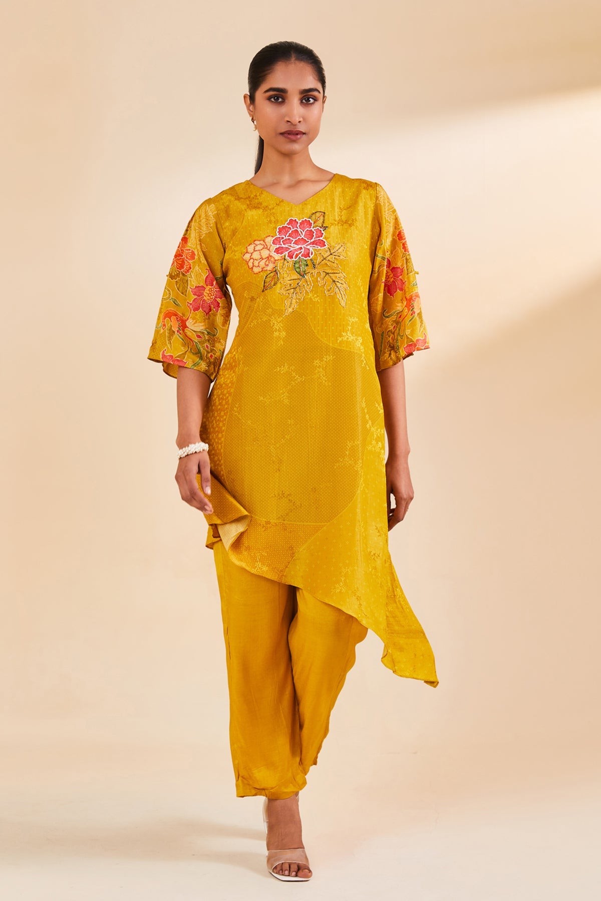 Mustard Printed Kurta Set