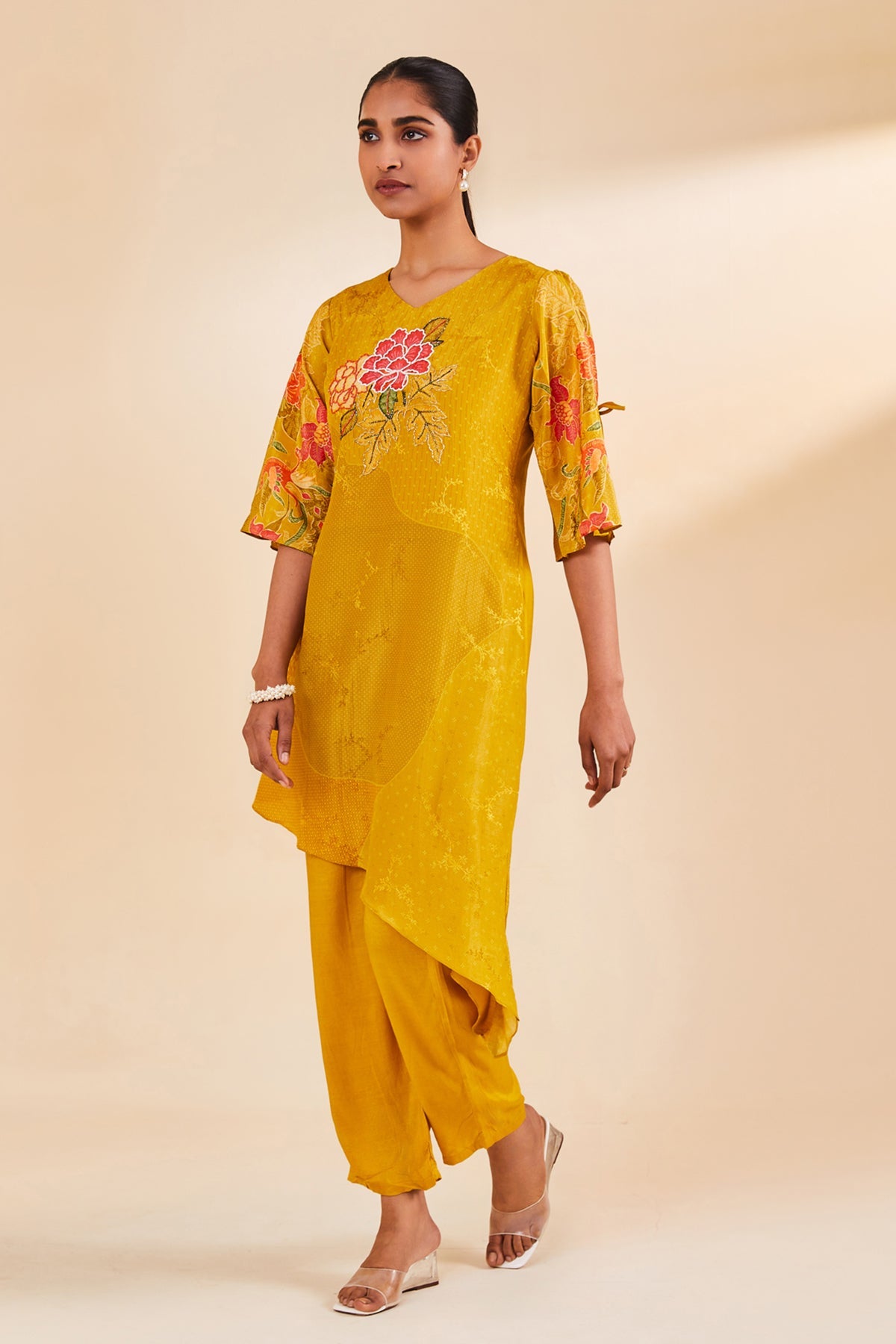 Mustard Printed Kurta Set