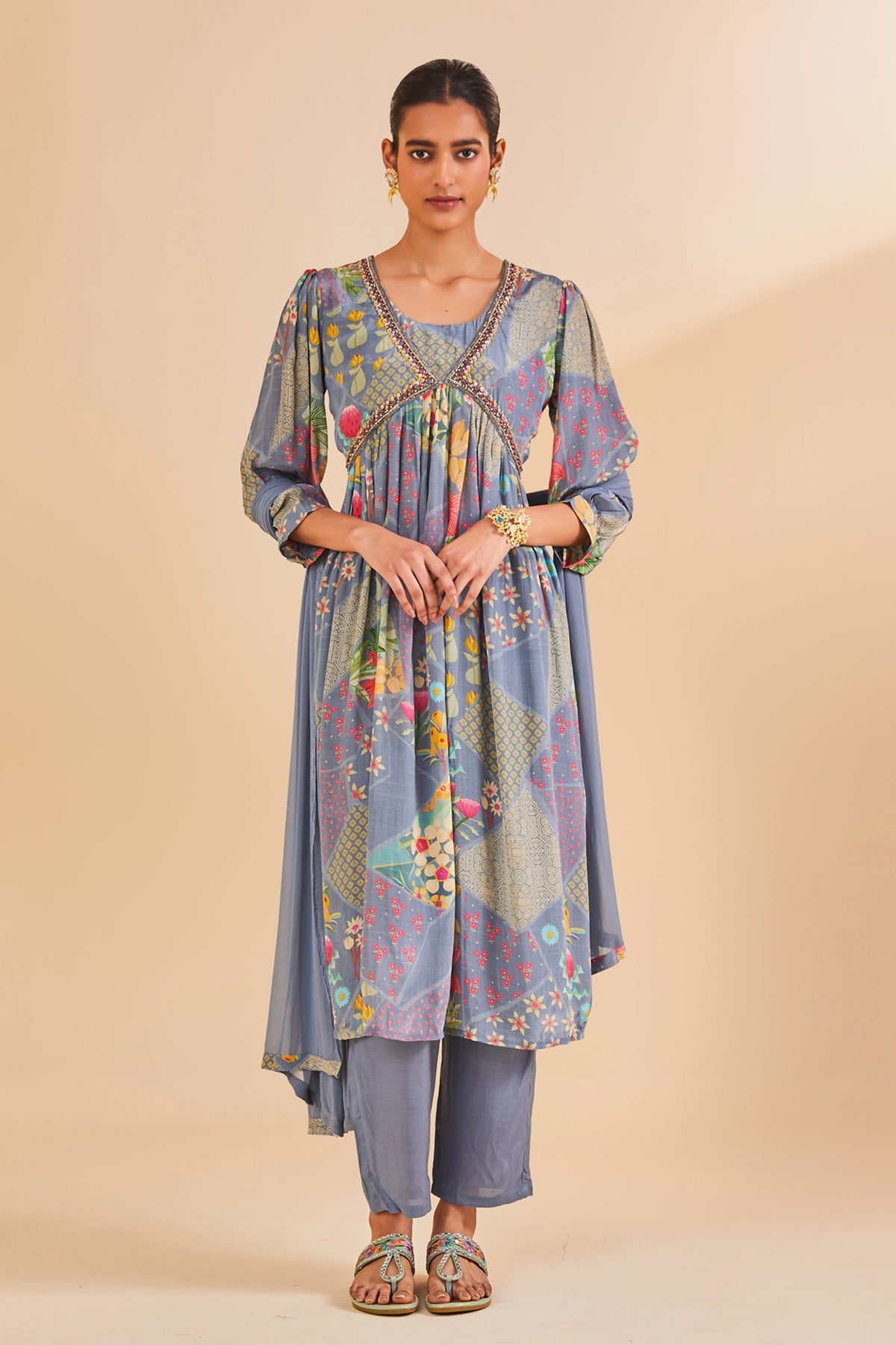 Blue Printed Kurta Set