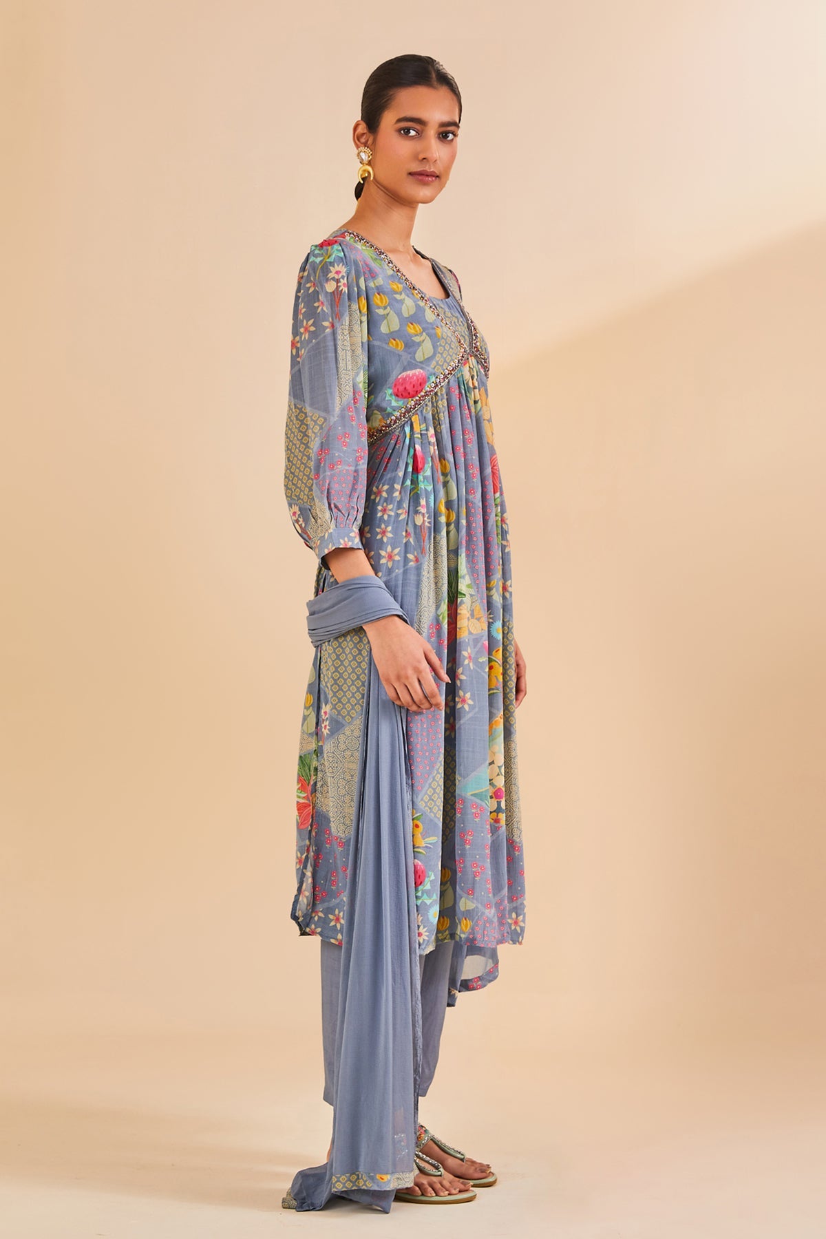 Blue Printed Kurta Set