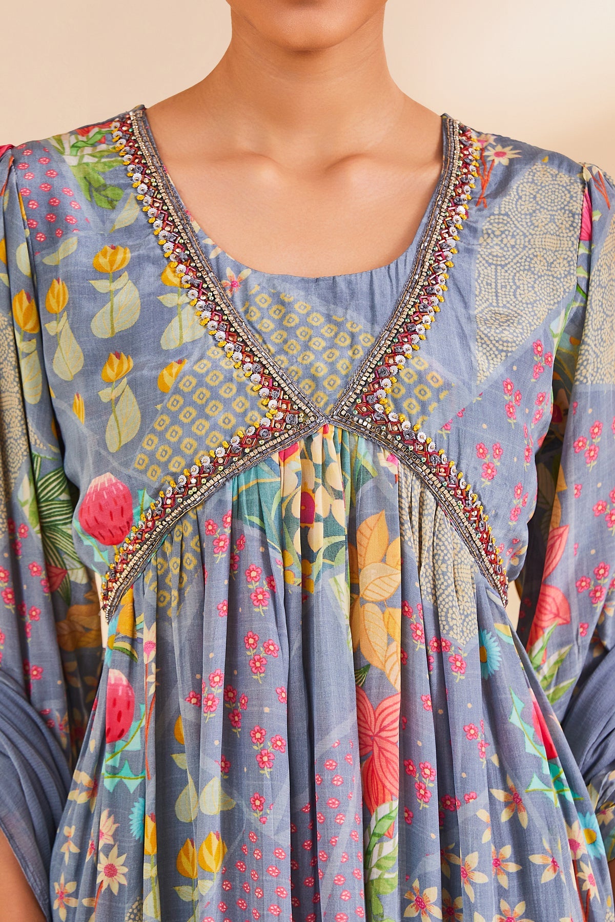 Blue Printed Kurta Set