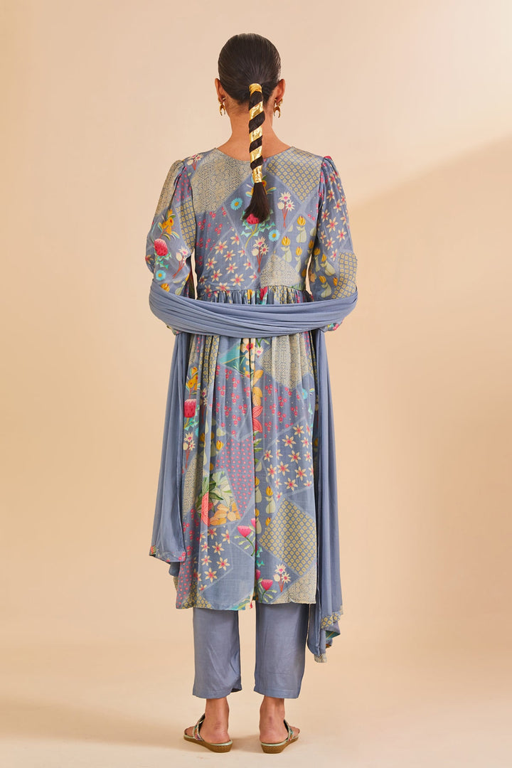 Blue Printed Kurta Set