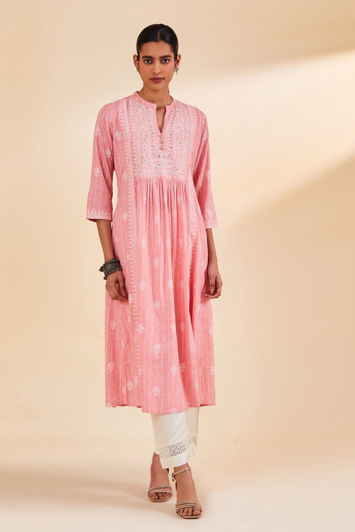 Peach Printed Dress