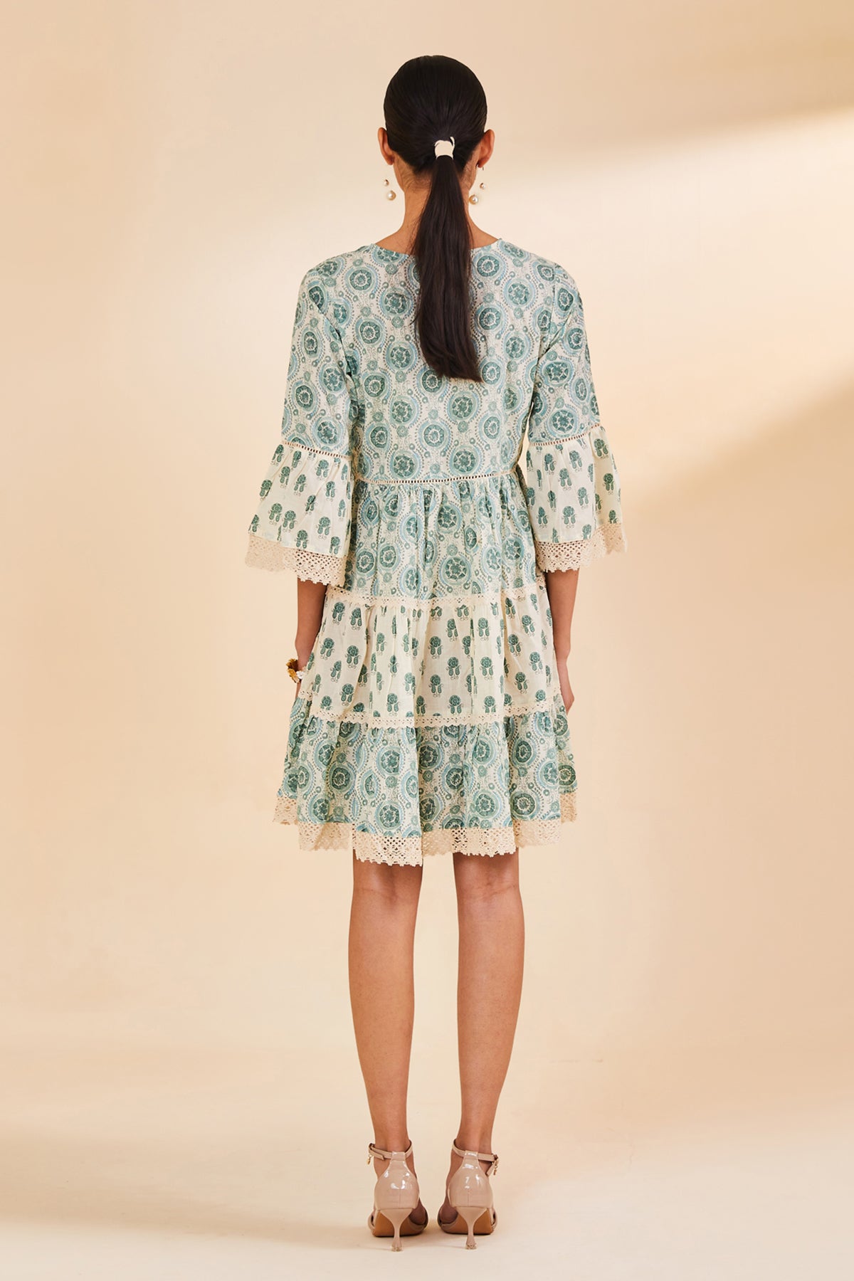 Cream Printed Flared Tunic