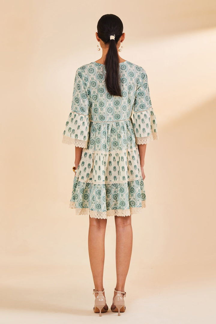 Cream Printed Flared Tunic