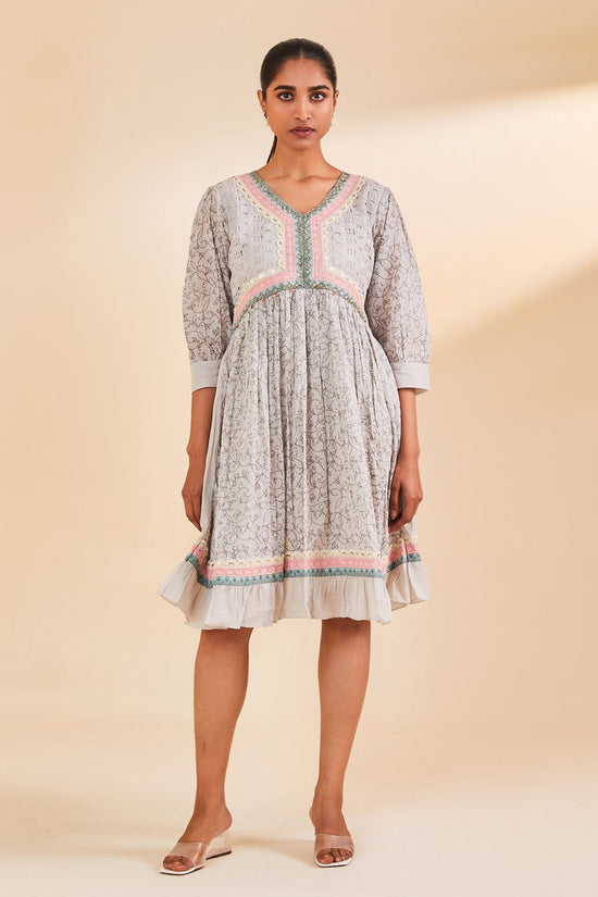 Grey Printed Flared Tunic