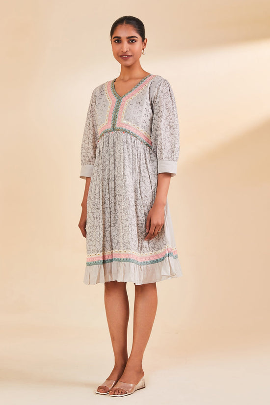 Grey Printed Flared Tunic