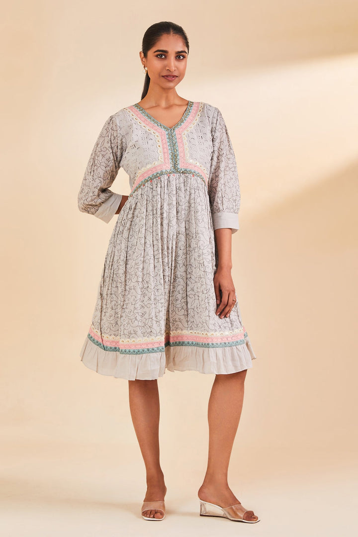 Grey Printed Flared Tunic
