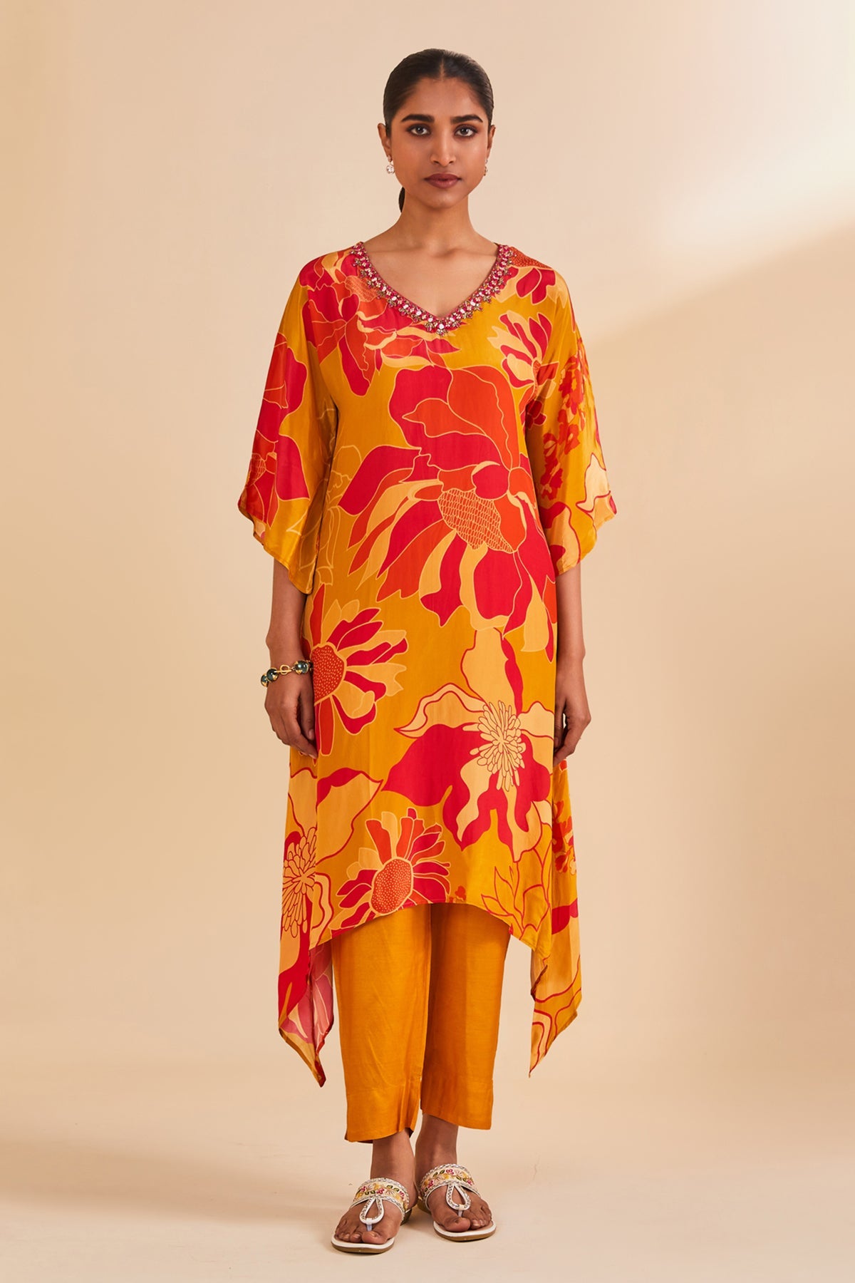 Mustard Printed Kurta Set