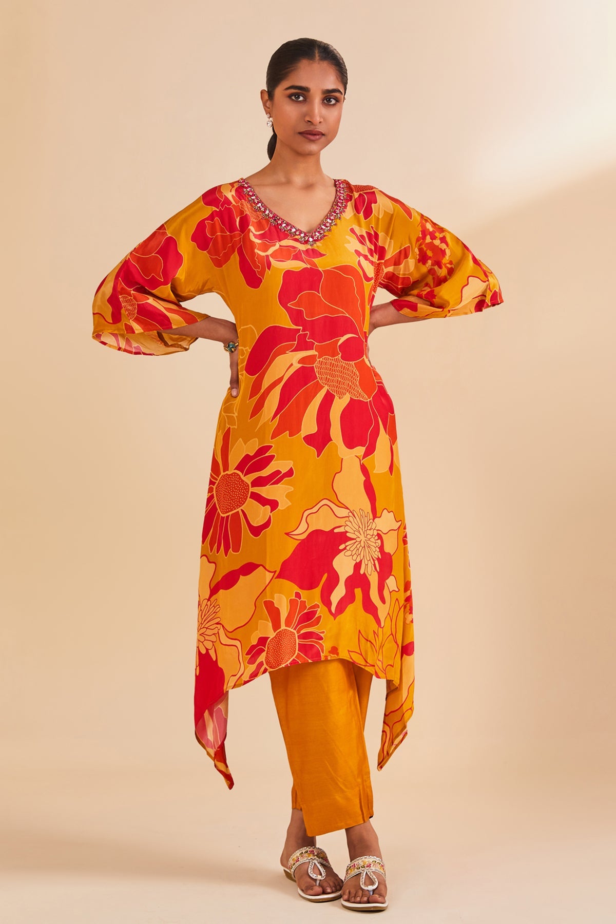 Mustard Printed Kurta Set