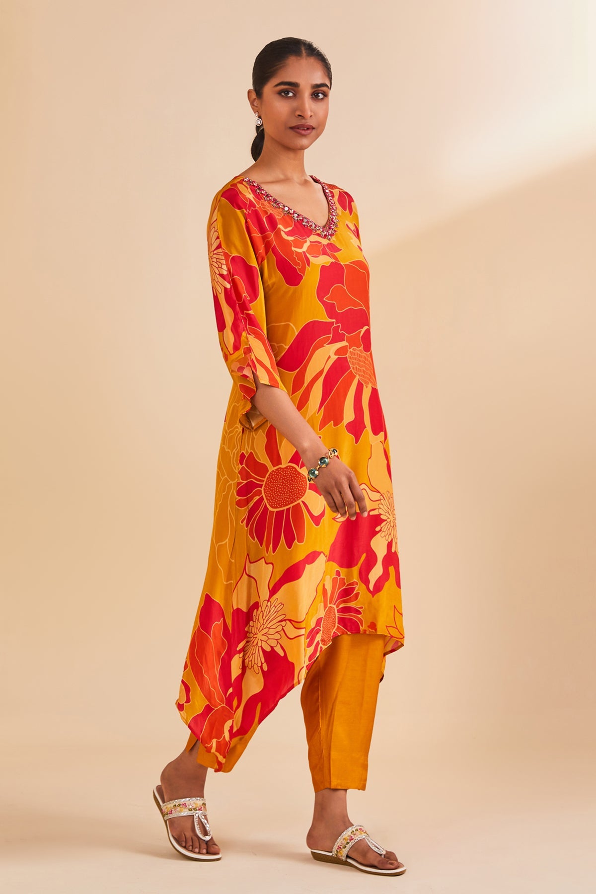 Mustard Printed Kurta Set