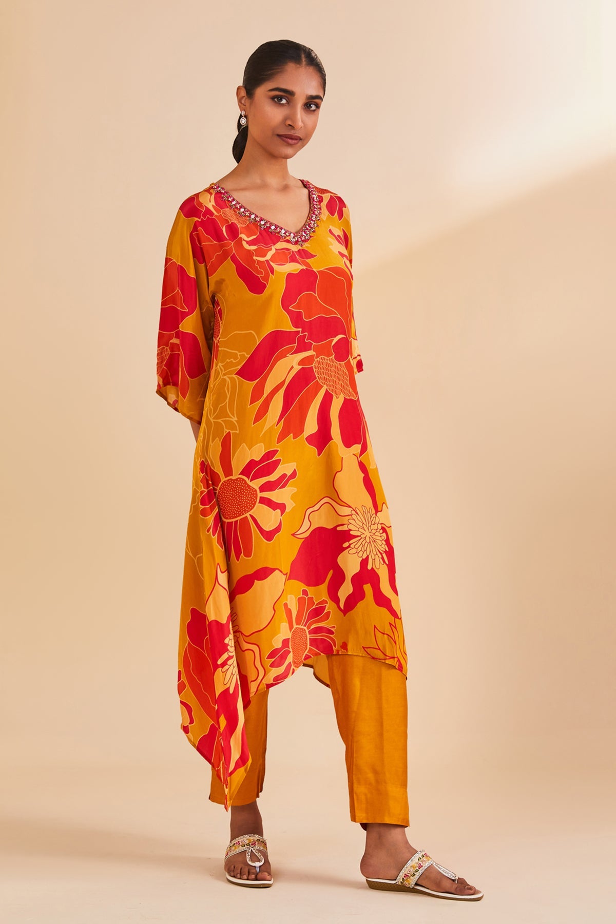 Mustard Printed Kurta Set