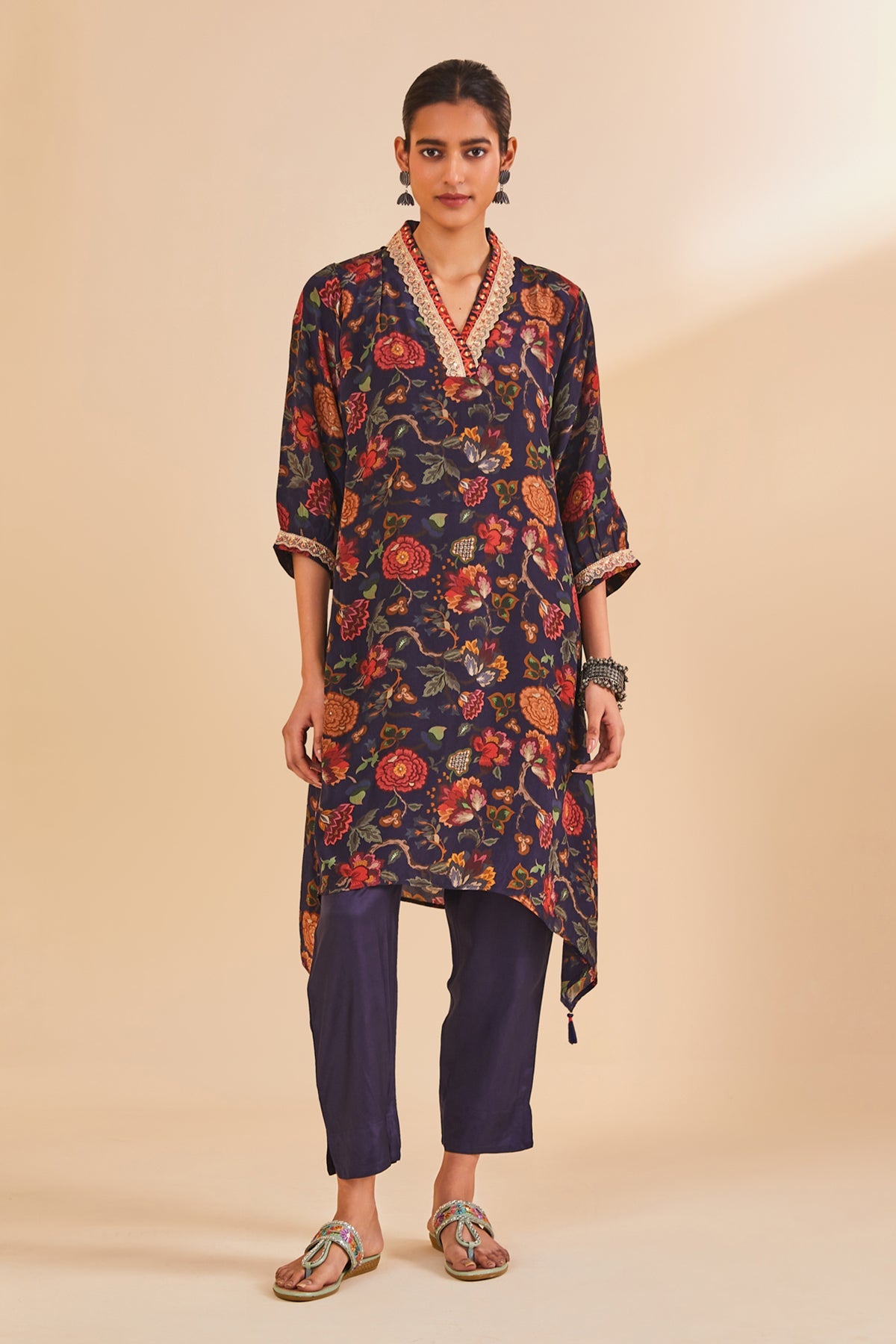 Blue Printed Kurta 2 Pcs Set