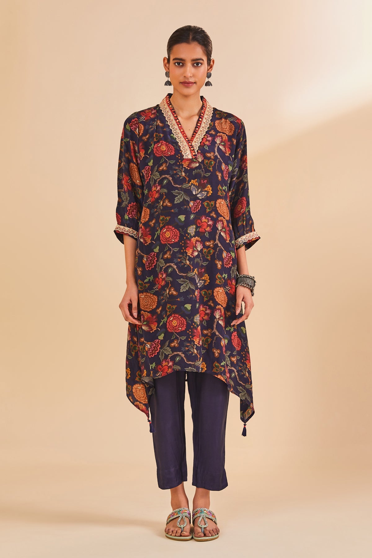 Blue Printed Kurta 2 Pcs Set