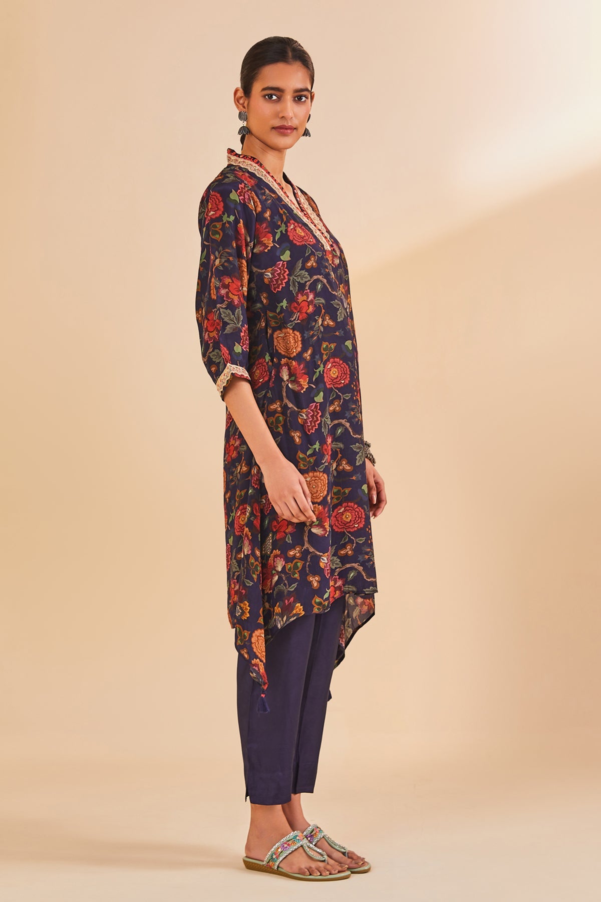 Blue Printed Kurta 2 Pcs Set