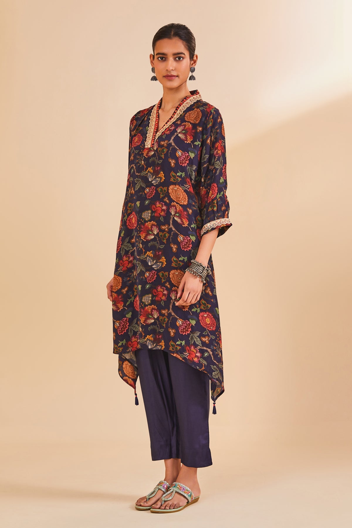 Blue Printed Kurta 2 Pcs Set