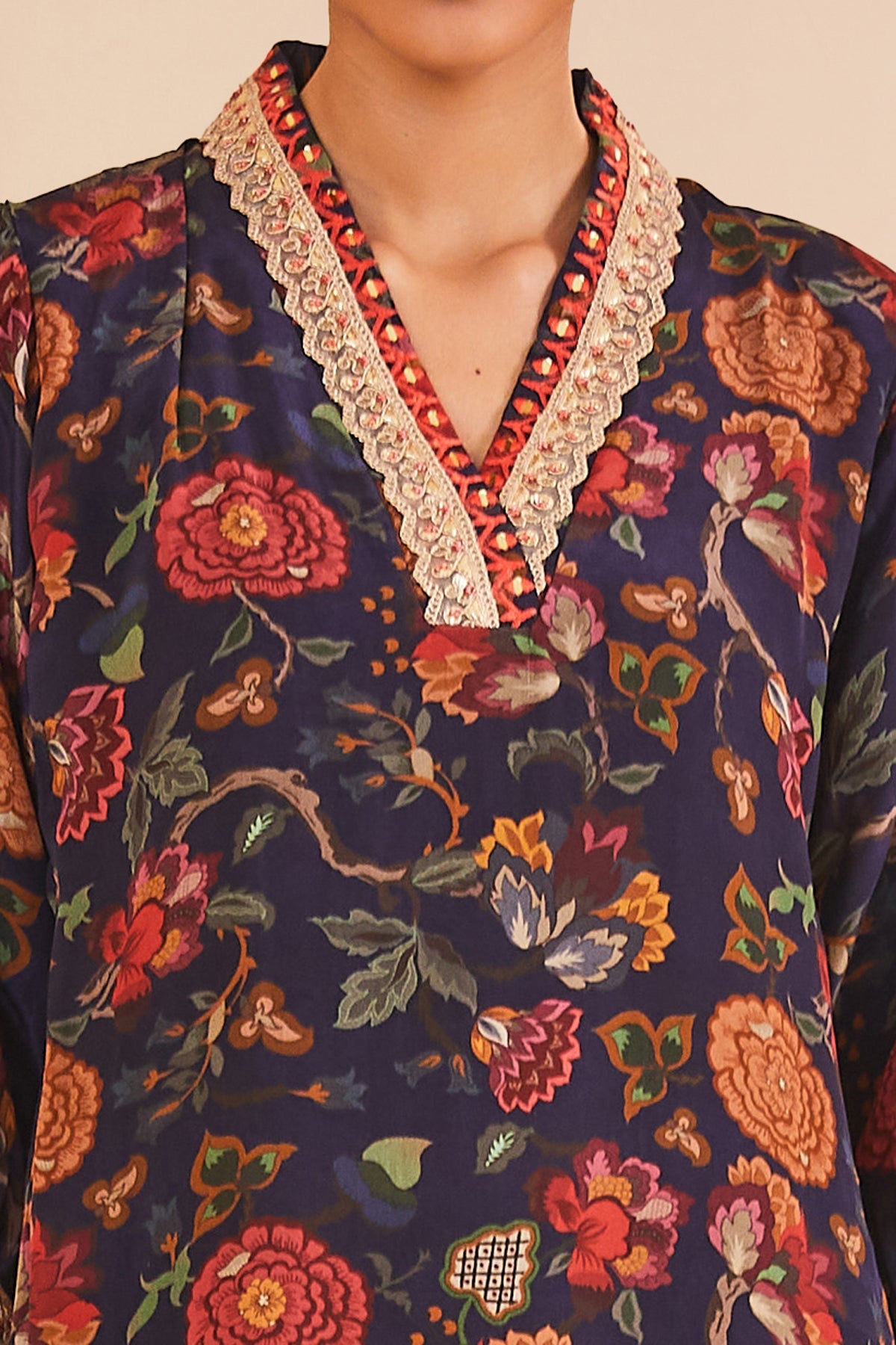 Blue Printed Kurta 2 Pcs Set
