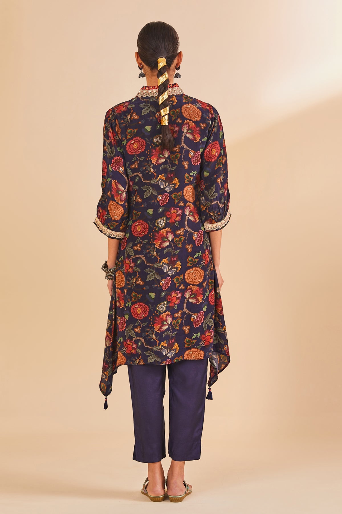 Blue Printed Kurta 2 Pcs Set