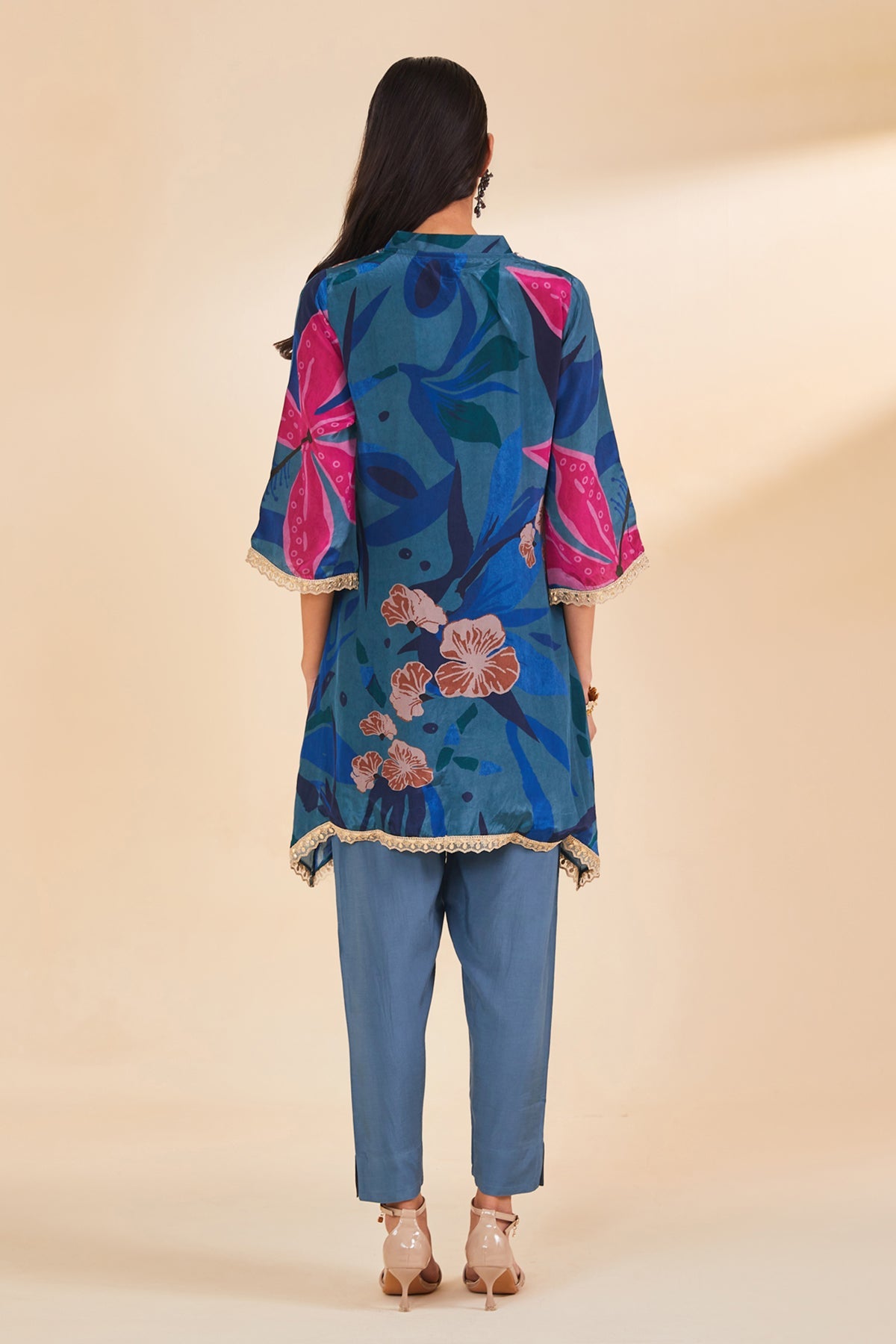 Teal Printed Kurta Set