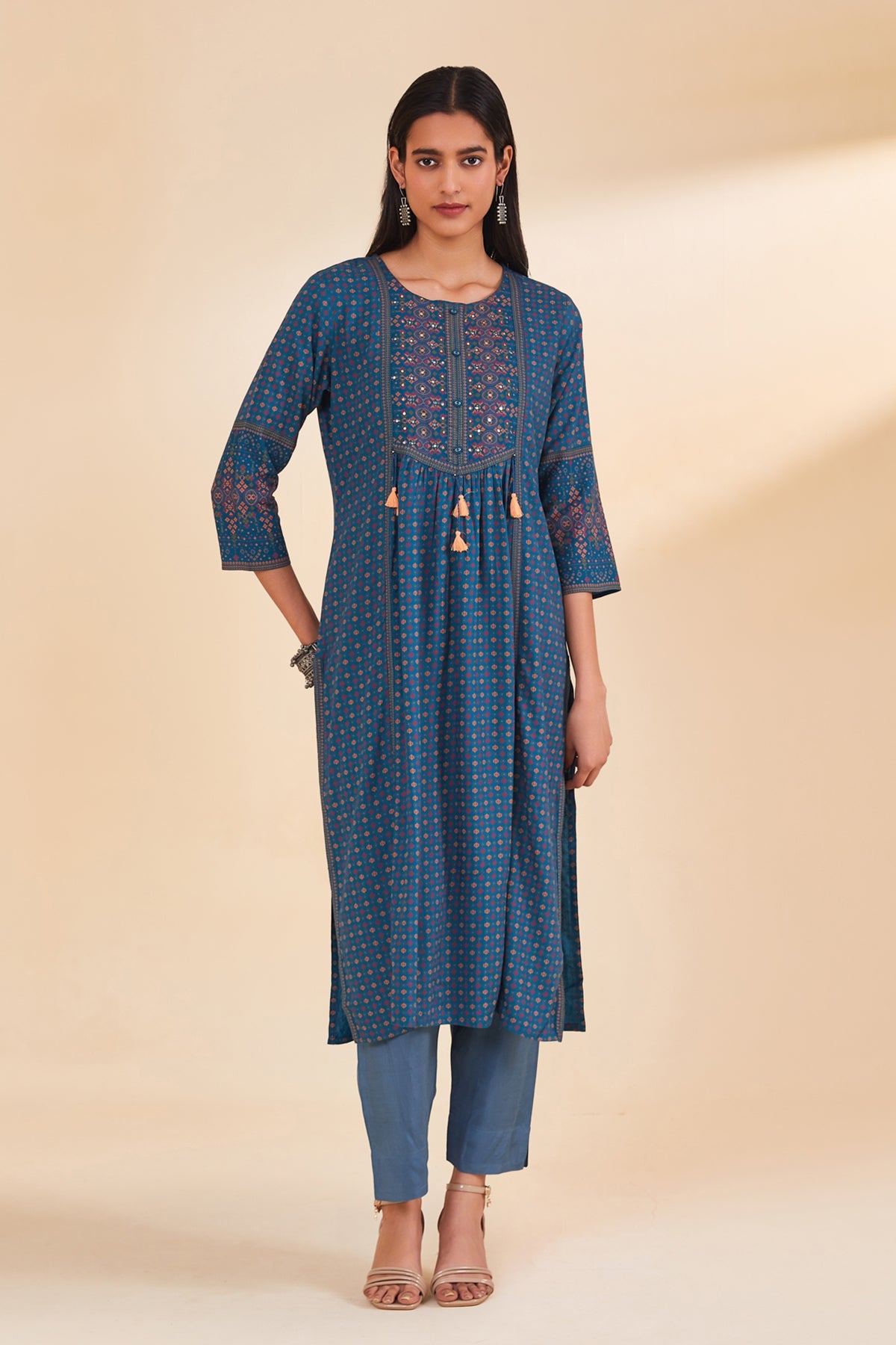 Teal Printed Kurta
