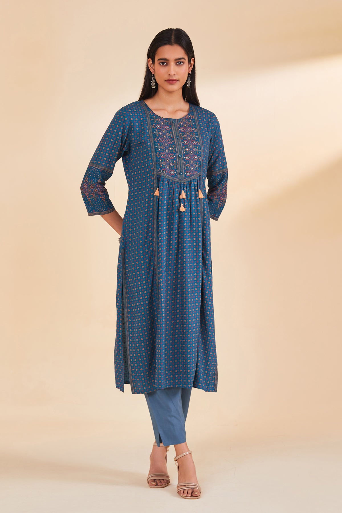 Teal Printed Kurta