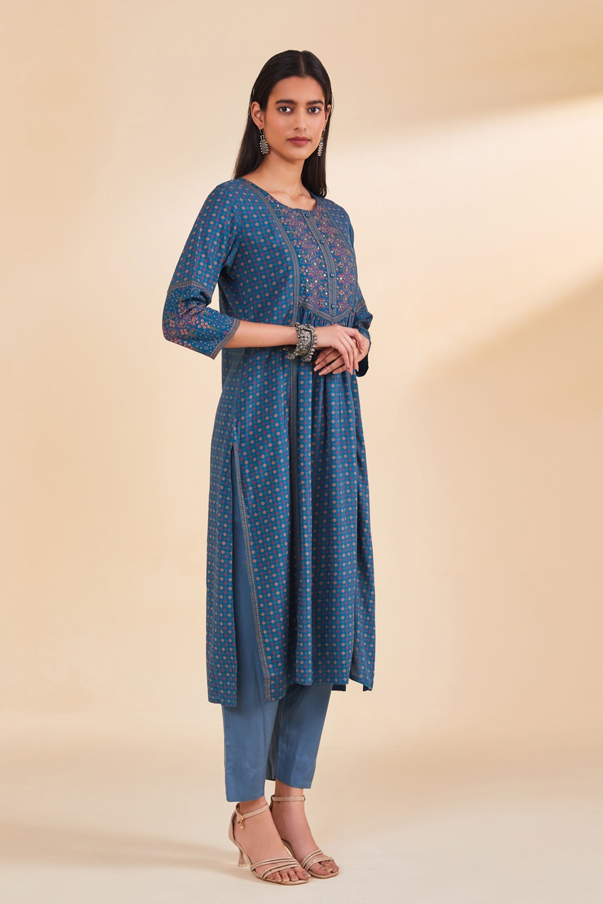 Teal Printed Kurta