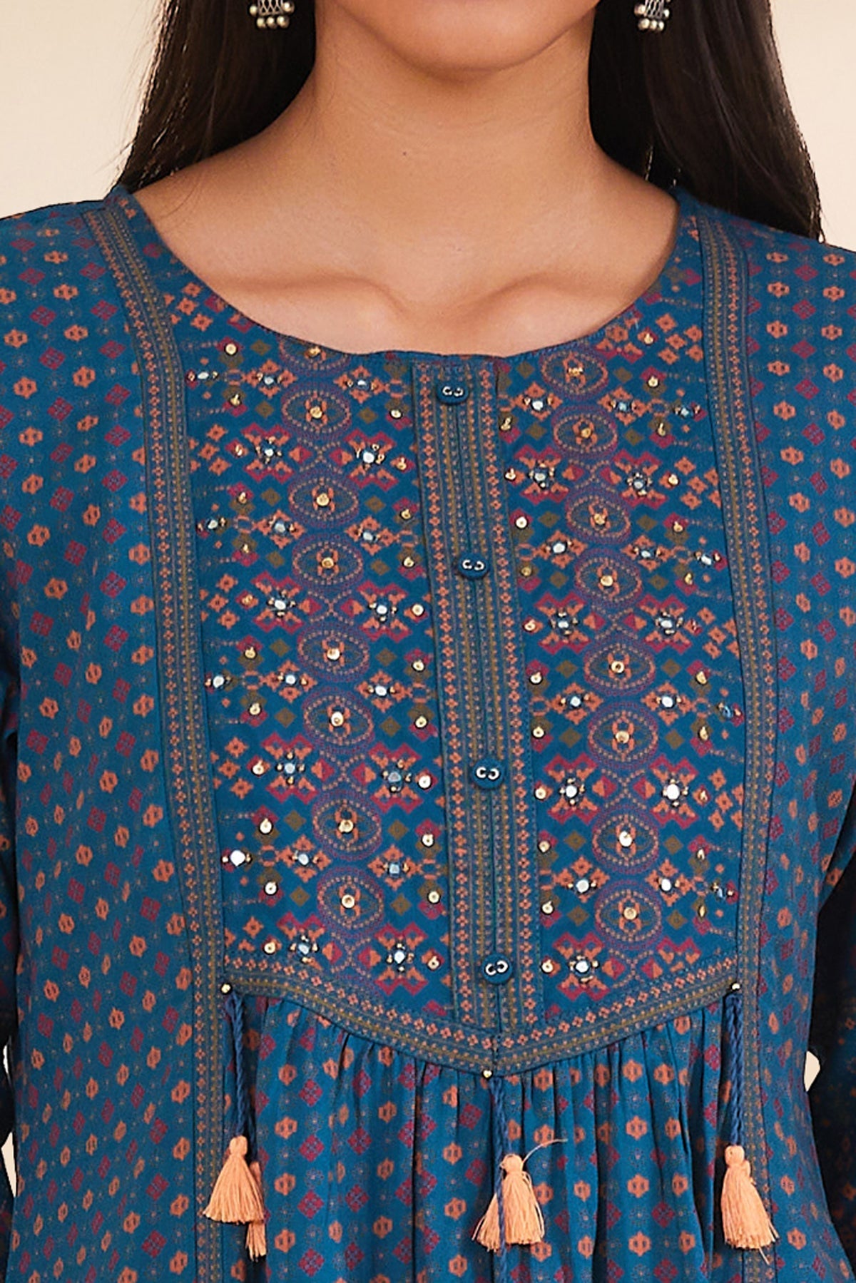 Teal Printed Kurta