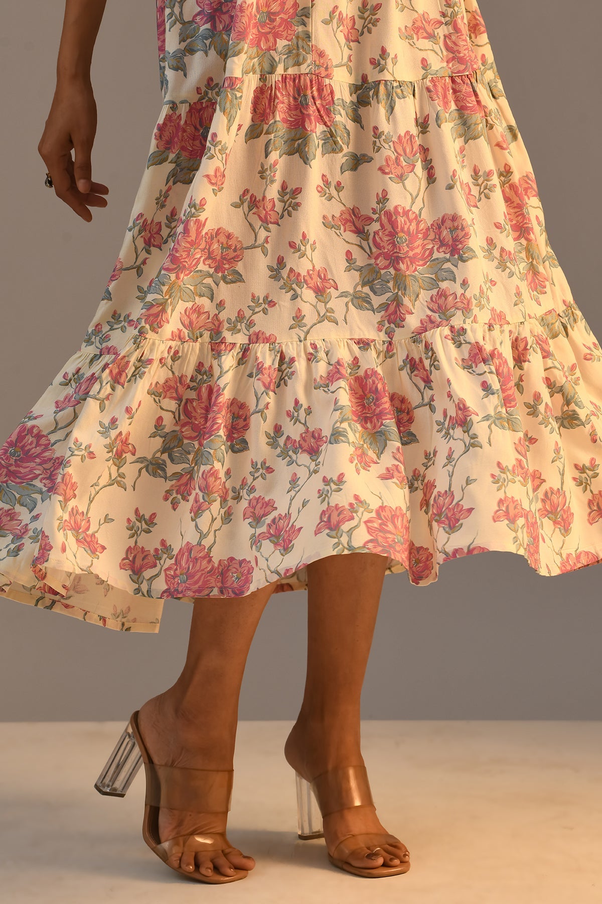 Cream Printed Dress