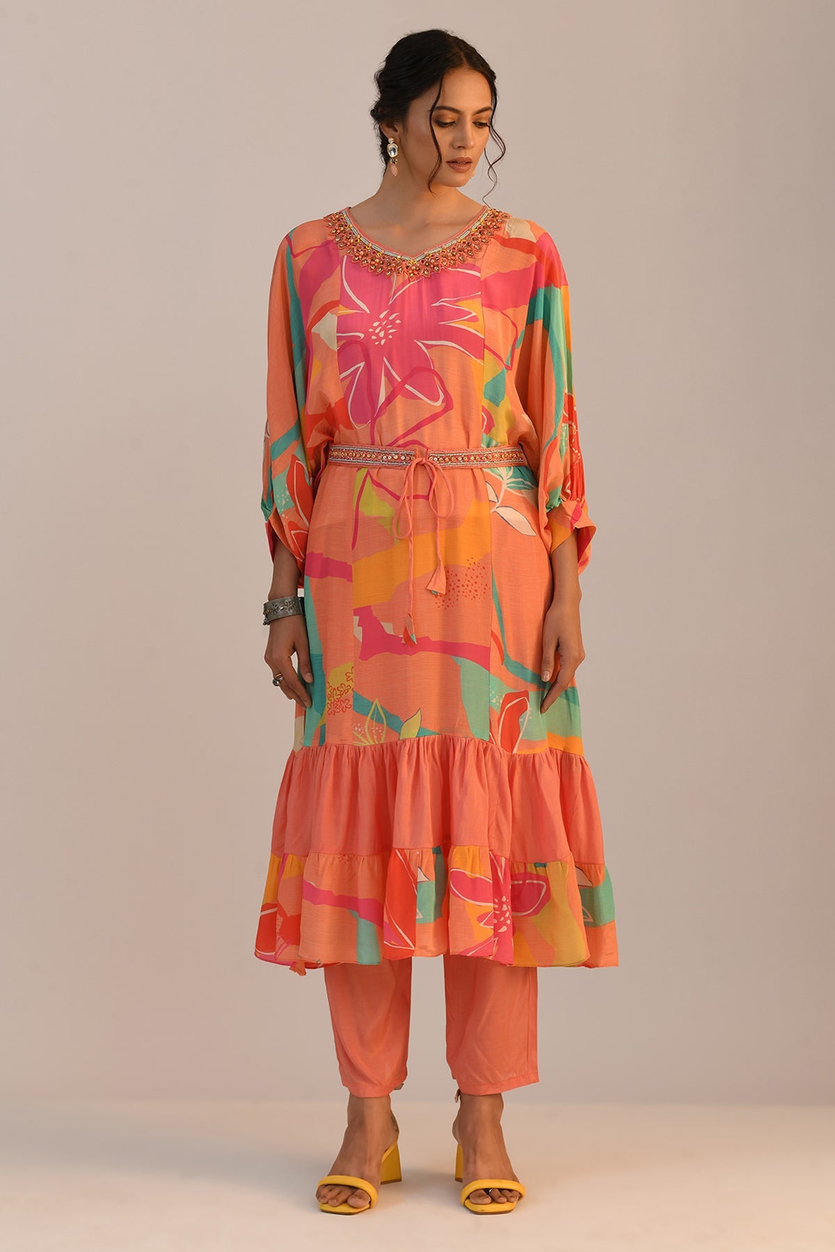 Multi Printed Flared Kurta Set