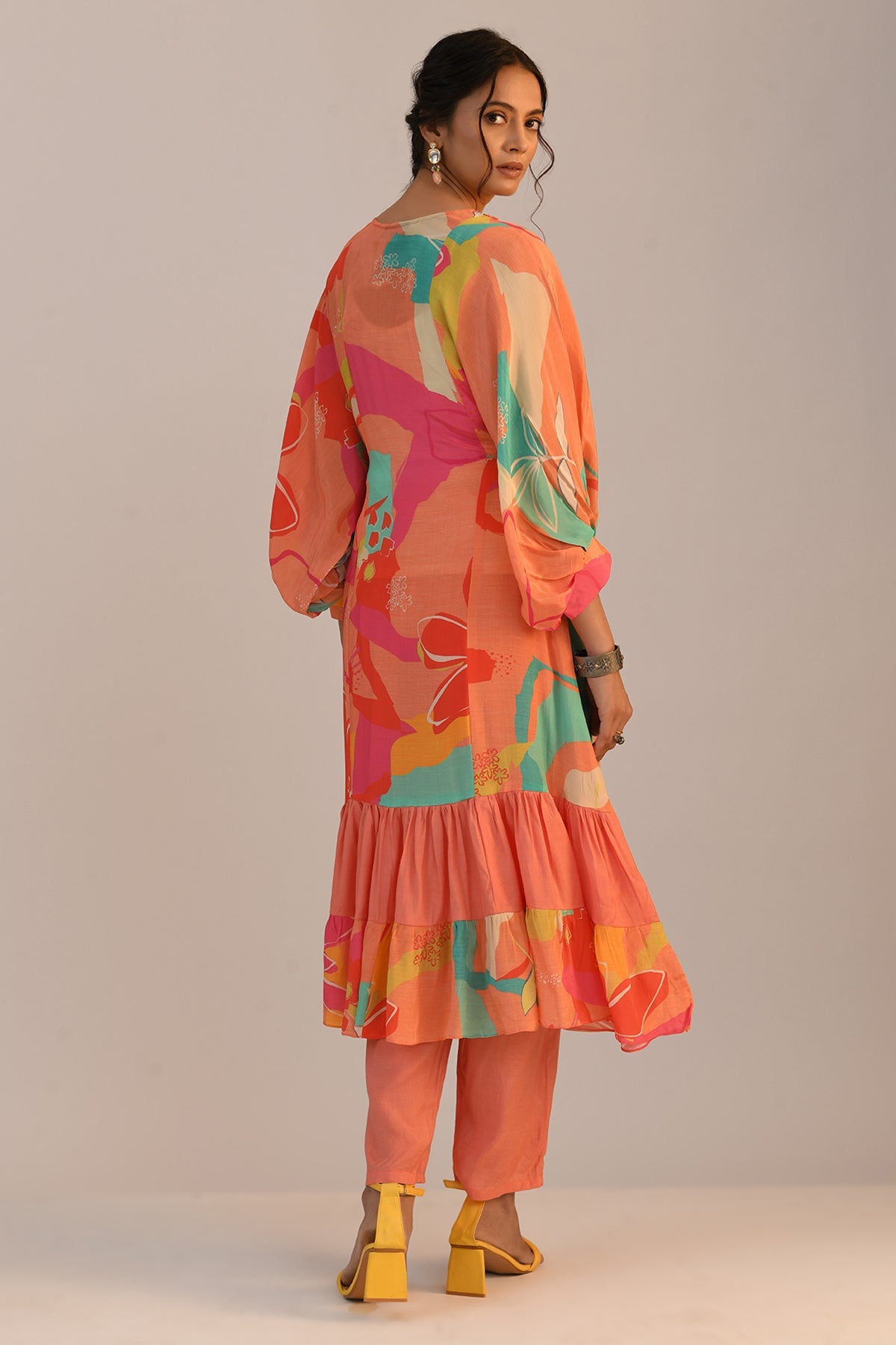 Multi Printed Flared Kurta Set