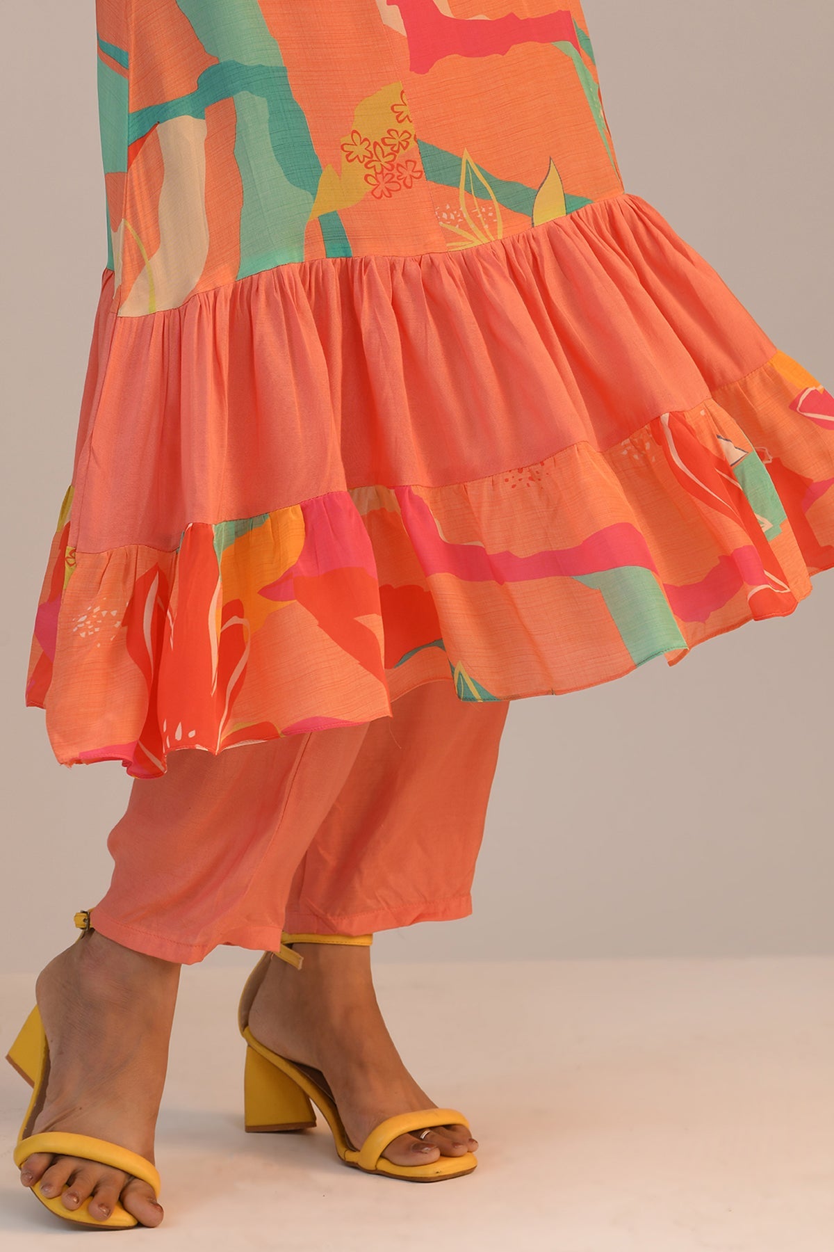 Multi Printed Flared Kurta Set