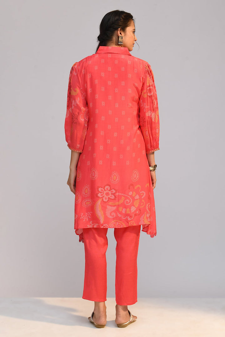 Pink Printed A Line Kurta Set