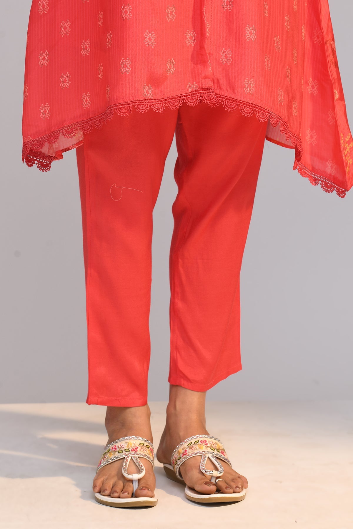 Pink Printed A Line Kurta Set