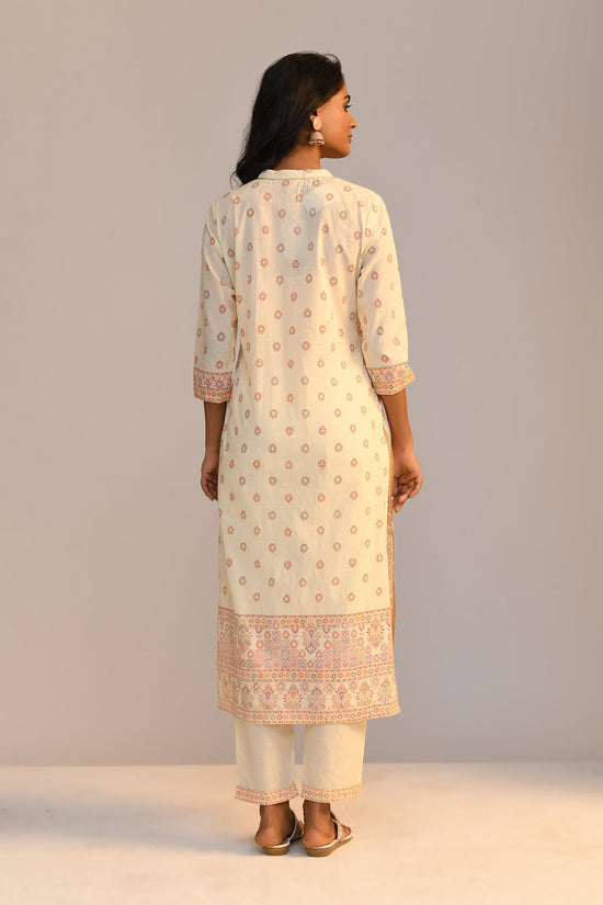 Cream Printed Kurta Set