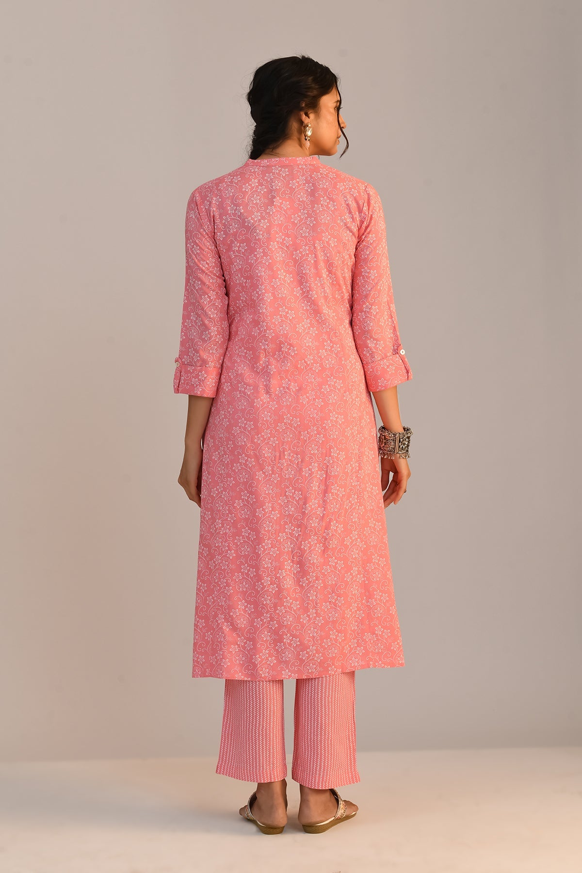 Pink Printed A Line Kurta Set