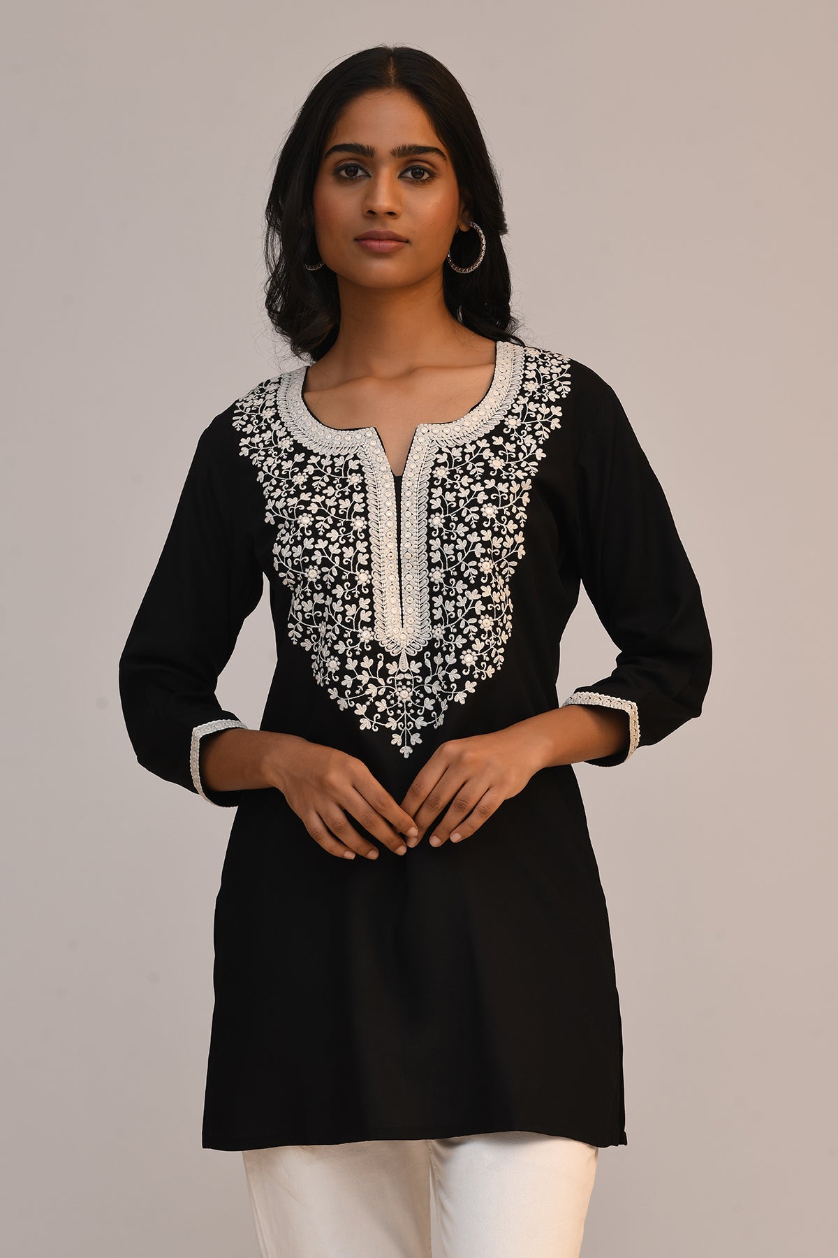 Black Embroidered Top