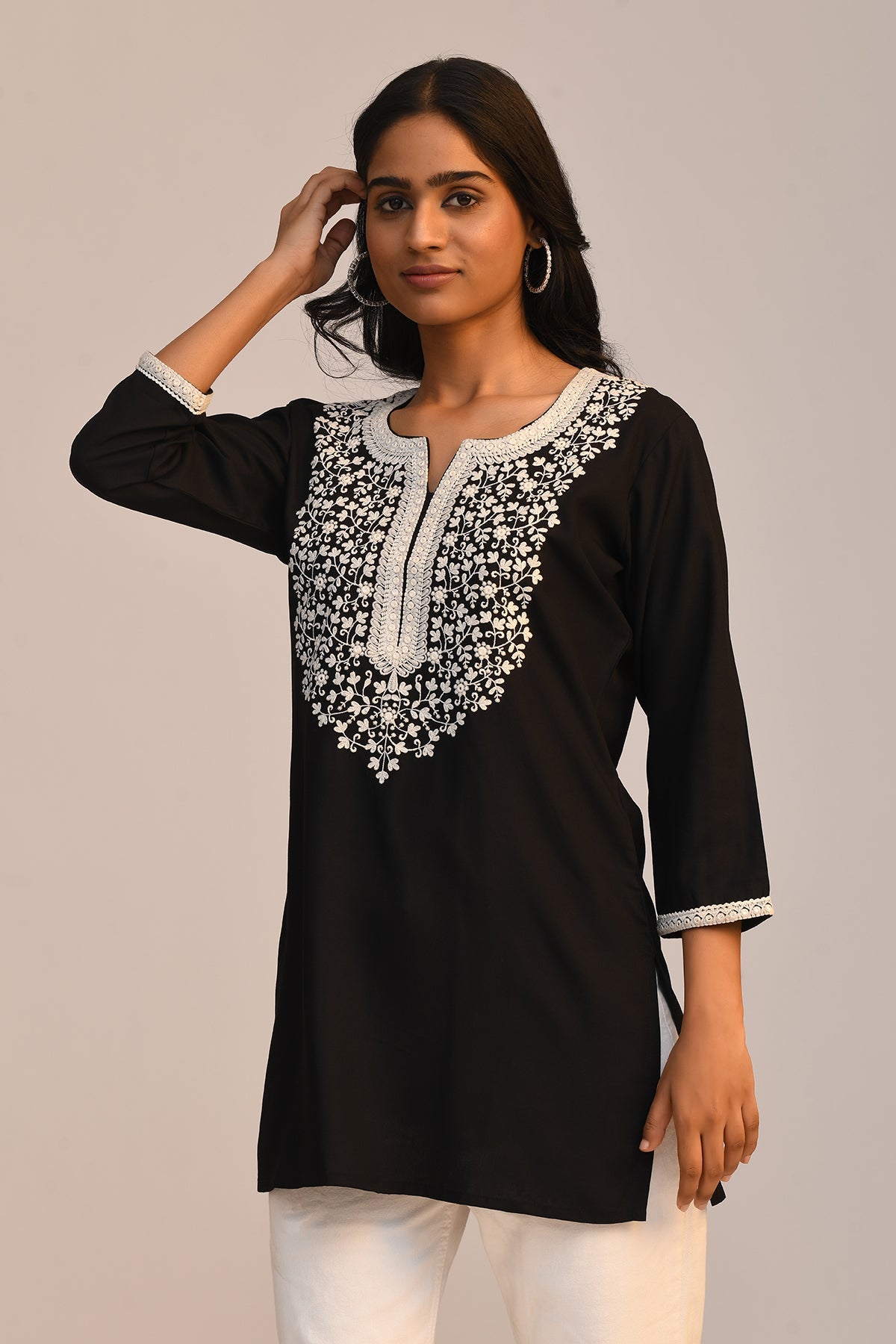 Black Embroidered Top