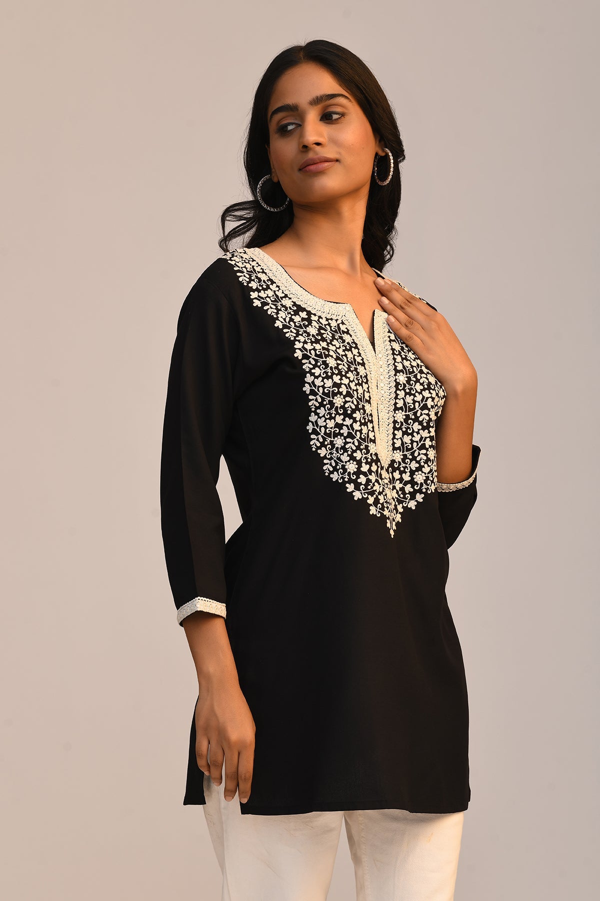 Black Embroidered Top