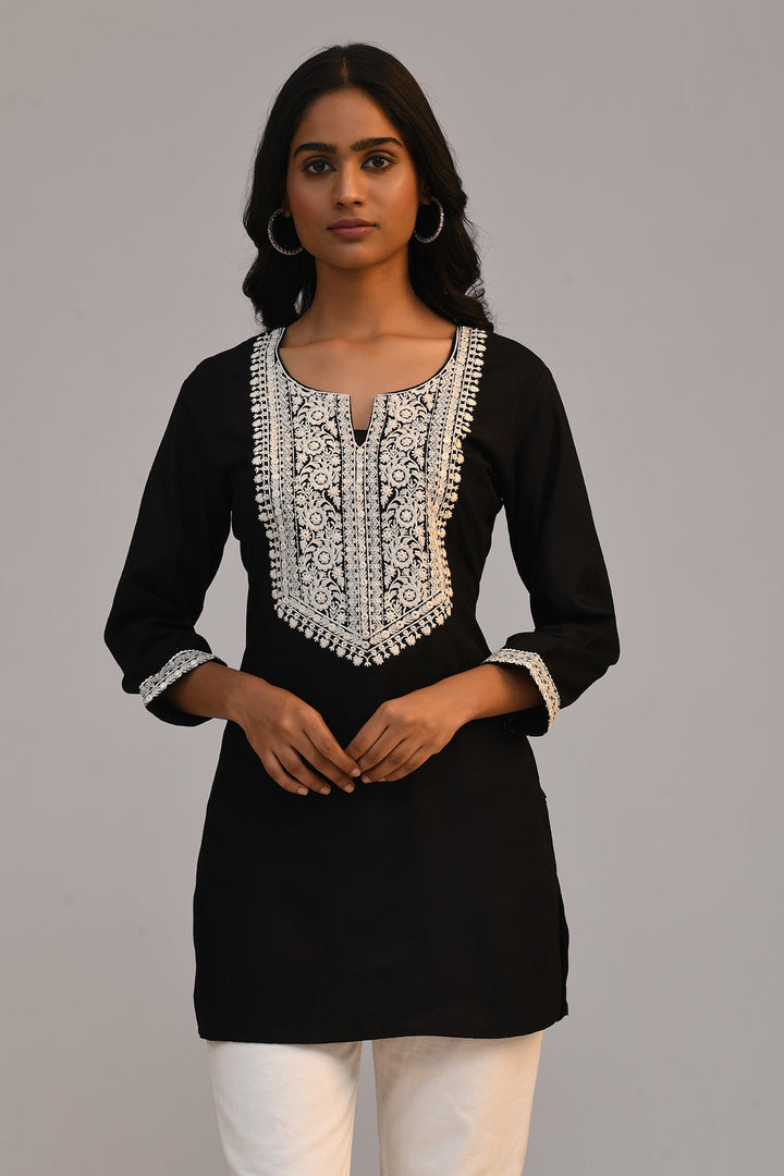 Black Embroidered Top