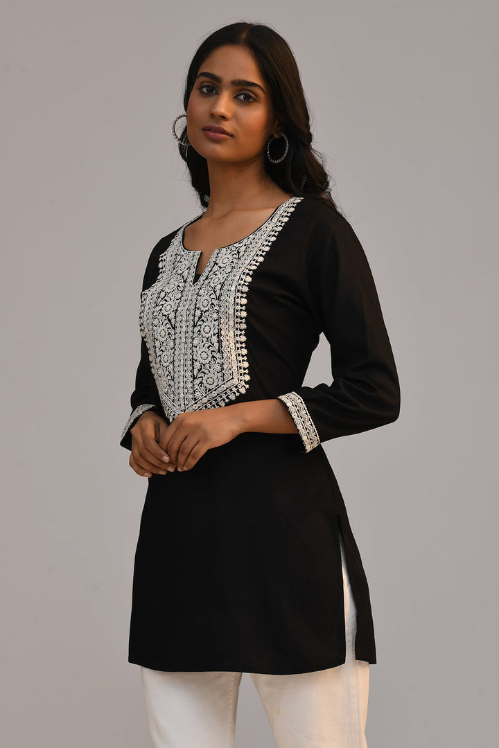 Black Embroidered Top
