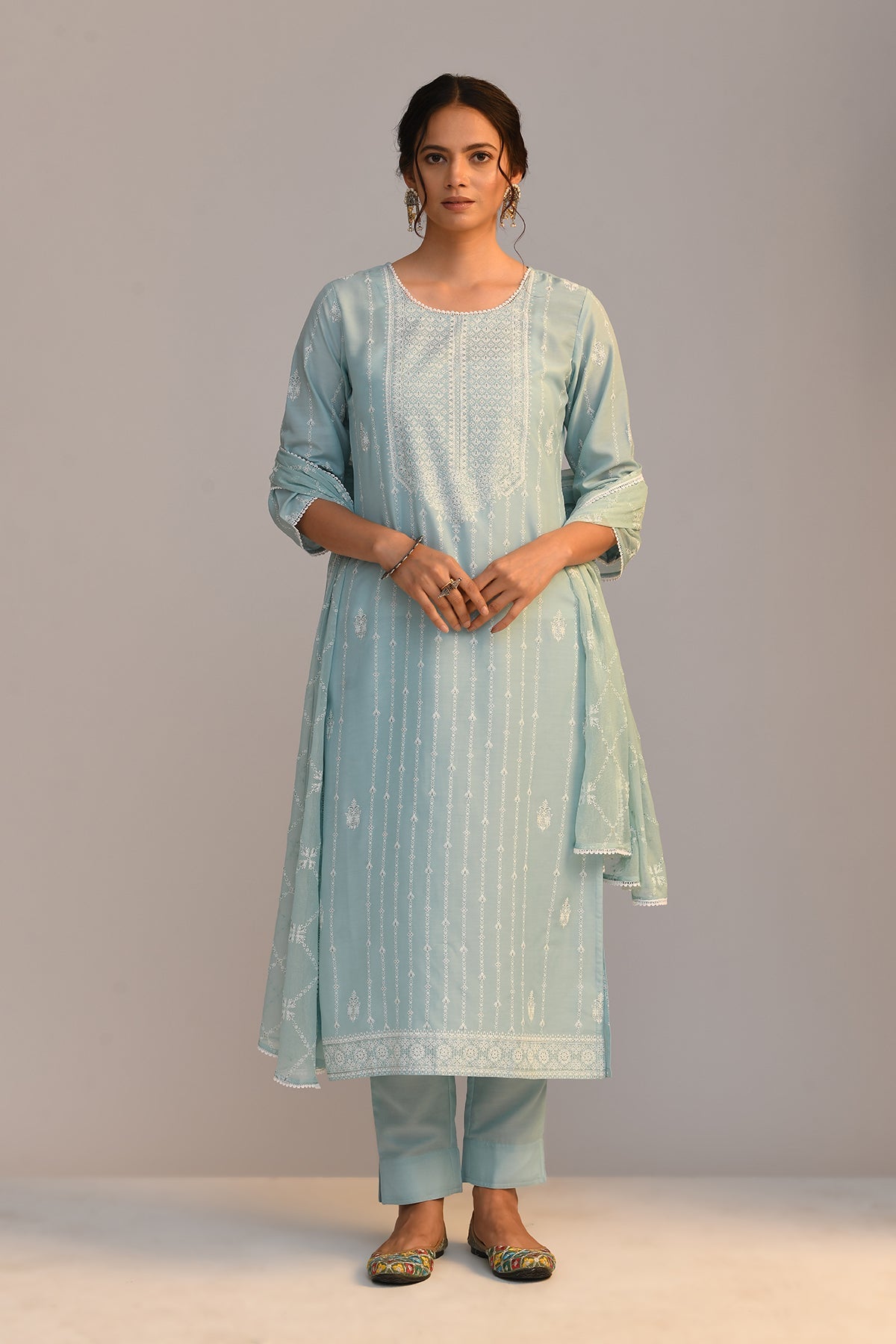 Green Printed Kurta Set