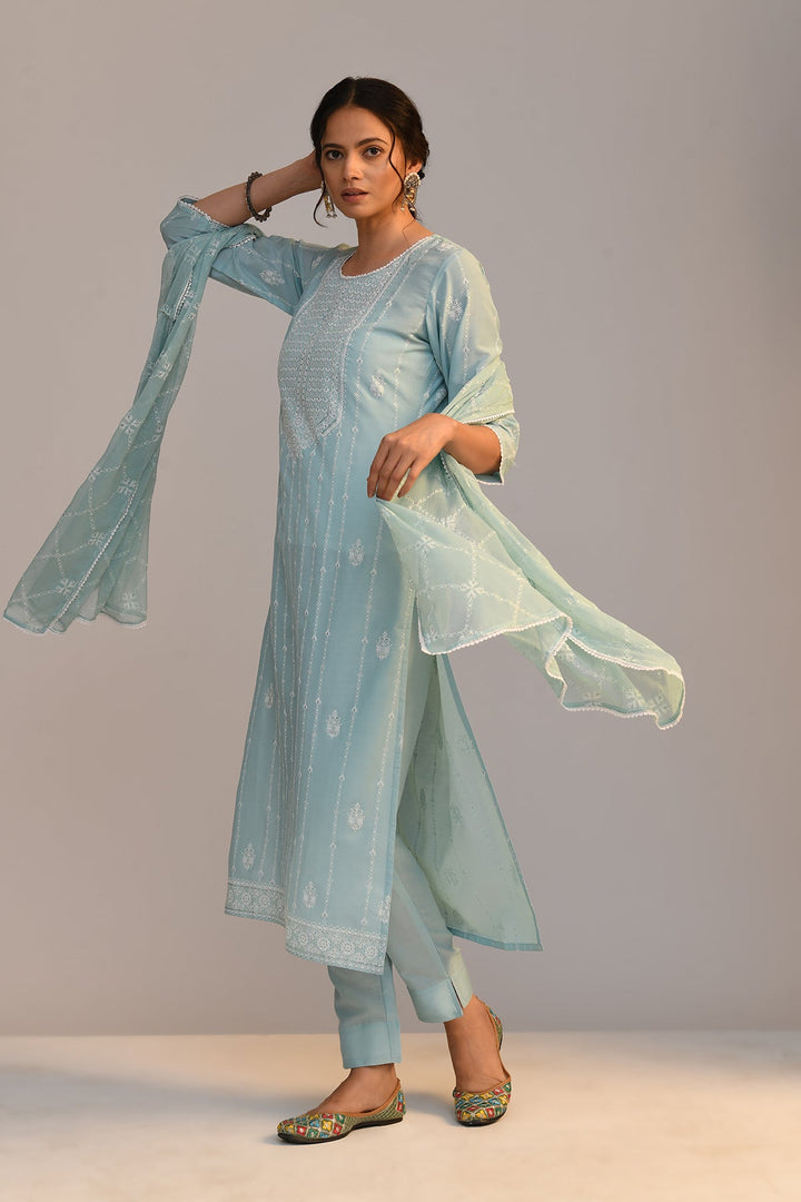 Green Printed Kurta Set