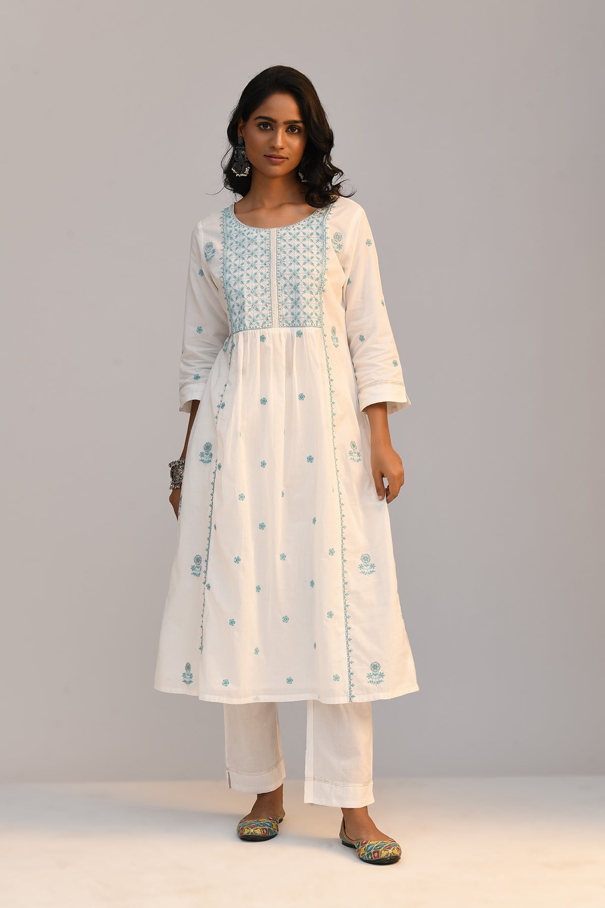 White Embroidered Kurta Set