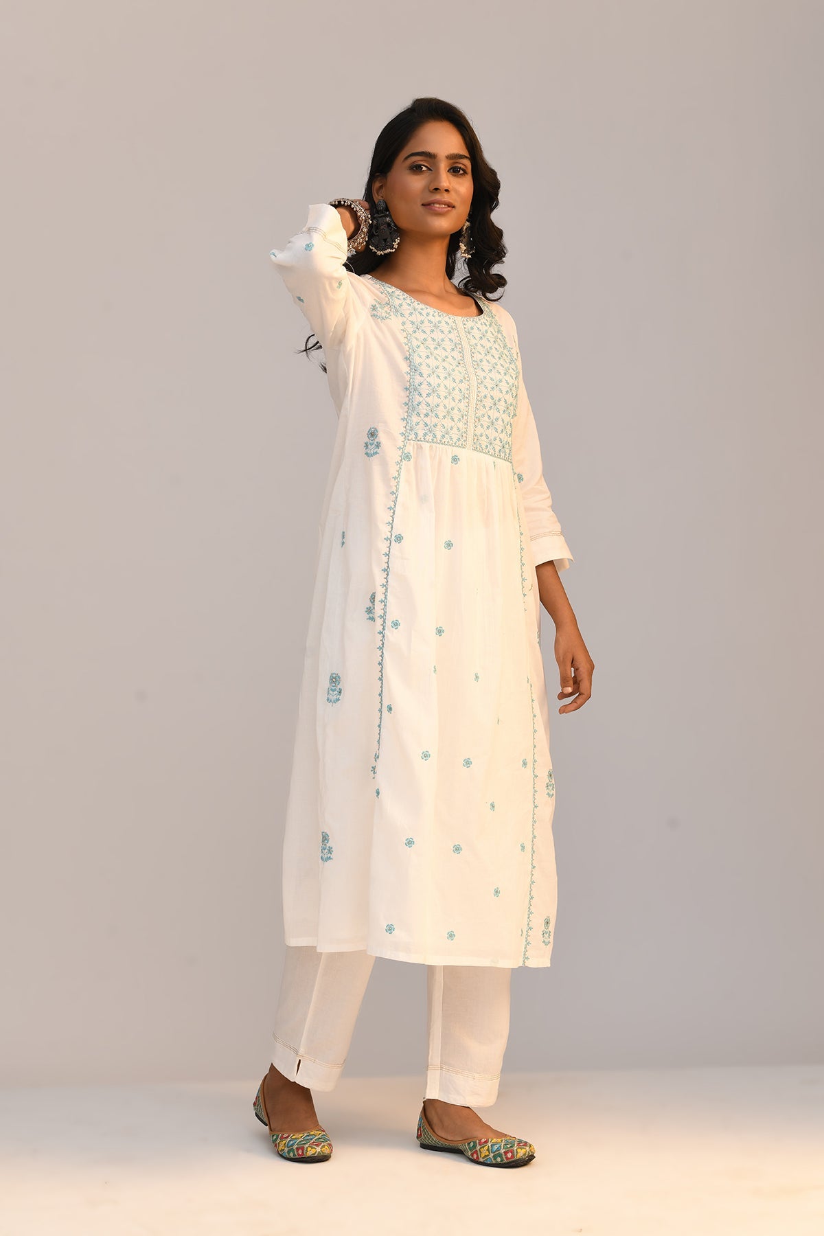 White Embroidered Kurta Set