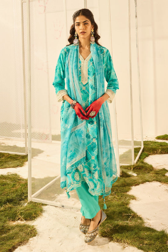 Green Chikankari Straight Kurta Set